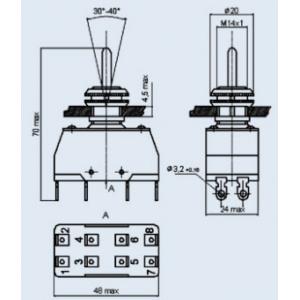 Тумблер ПТ2-40В 24мм*48мм
