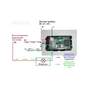 Вольтметр амперметр (модуль) 0-100В, 0-10А (красный. синий)