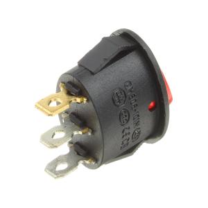 Выключатель 13*21мм 3 контакта ON-OFF (упаковка 2шт) Ruichi DAV R/3P красный с подсветкой