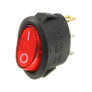 Выключатель 13*21мм 3 контакта ON-OFF (упаковка 5шт) Ruichi DAV R/3P красный с подсветкой