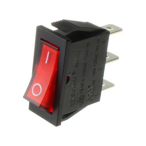 Выключатель 14х30.5 16А 250В Soken RX1-11 1x1N B/R "0" ON-OFF красный подсветка