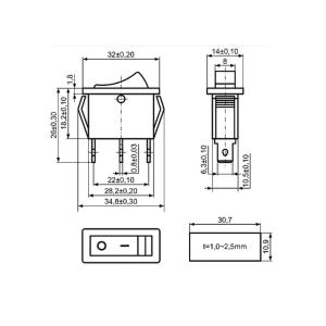 Выключатель 14Х34 3 контакта, 2 положения, 24V красная подсветка 