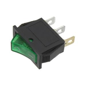 Выключатель 14Х34 зеленый, подсветка, 3 контакта 16А