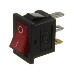 Выключатель 15Х20 мм 3 контакта 2 положения красный подсветка 