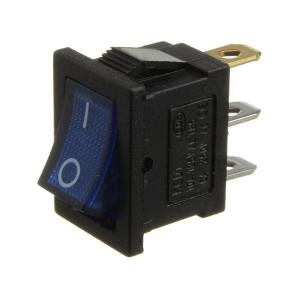 Выключатель 15Х20 мм 3 контакта 2 положения синий подсветка 