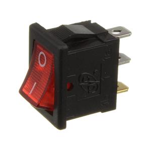 Выключатель 15Х20мм 12V красный 2 положения 3 контакта, подсветка