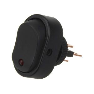 Выключатель 20*30 12V красный глазок, 3 контакта