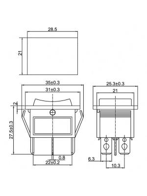 Выключатель 25х35 16А 250В SC787 (RWB-508) ON-OFF-ON c фиксацией