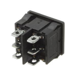 Выключатель 25*20 черный, 2 положения, 6 контактов