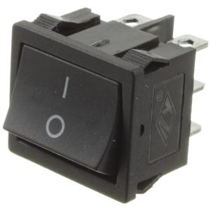 Выключатель 25*20 черный, 2 положения, 6 контактов
