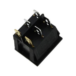 Выключатель 25*30 черный 2х клавишный 6 контактов, зеленый глазок