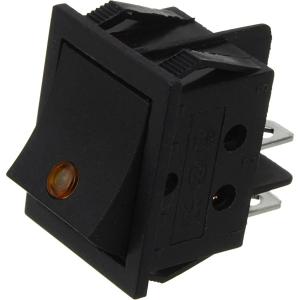 Выключатель 25*30 черный 4 контакта, с желтым глазком