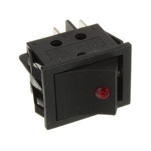 Выключатель 25*30 черный 4 контакта, с красным глазком