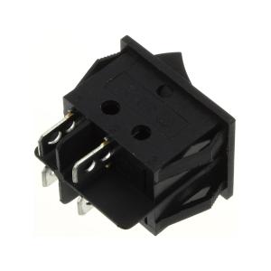 Выключатель 25*30 черный 4 контакта, с зеленым глазком