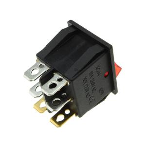 Выключатель 25*30 красный, 2х клавишный, 6 контактов 