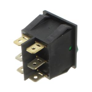 Выключатель 25*30 красный-зеленый Jie SWR2101-1A3 G+R/B IRS 2х клавишный, 6 контактов