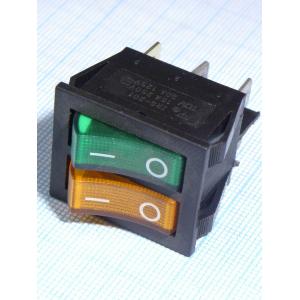 Выключатель 25*30мм Jie SWR2101-1A3 Y+G/B IRS (упаковка 2шт) 2х клавишный желтый-зеленый 6 контактов[copy 67279]