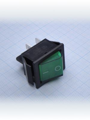 Выключатель 27х35 15А 250В IRS-201-1A3 G/B 4pin ON-OFF зеленый