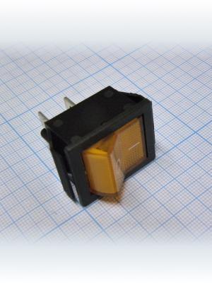 Выключатель 27х35 15А 250В IRS-201-2B3 Y/B 4pin ON-OFF желтый с подсветкой
