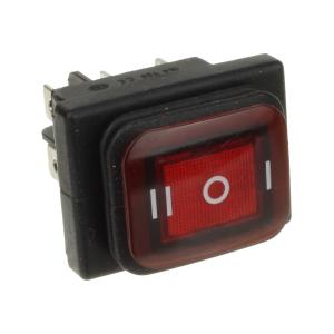 Выключатель 29*38 красный 6 контактов, 3 положения, влагозащищенный