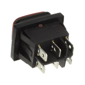 Выключатель 29*38 красный 6 контактов, 3 положения, влагозащищенный