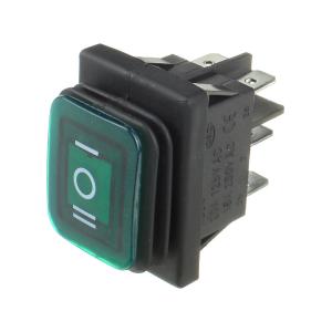 Выключатель 29*38 зеленый 6 контактов, 3 положения, влагозащищенный