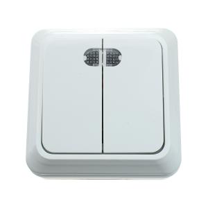 Выключатель 2кл с подсветкой Bolleto белый InHome 7123-W