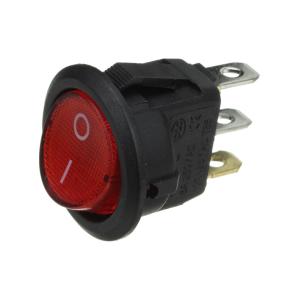 Выключатель d23мм 3 контакта, 2 положения, красный с подсветкой