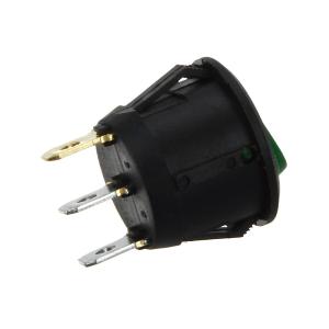 Выключатель d23мм 3 контакта 2 положения зеленый с подсветкой 