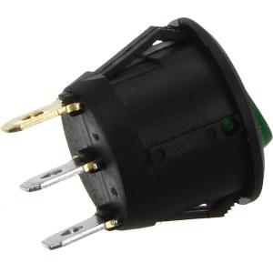 Выключатель d23мм 3 контакта 2 положения зеленый с подсветкой KCD1-106 101N11GBA