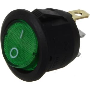 Выключатель d23мм 3 контакта 2 положения зеленый с подсветкой KCD1-106 101N11GBA