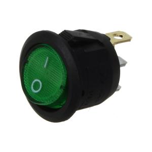 Выключатель d23мм 3 контакта 2 положения зеленый с подсветкой 