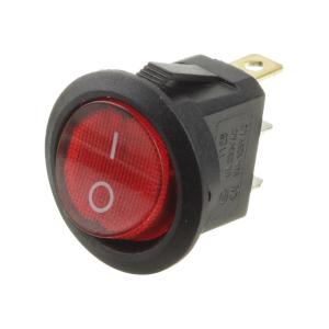 Выключатель d23мм 3 контакта ON-OFF KCD1-101N-8-C3-R/3P Ruichi красный с подсветкой