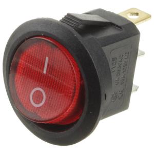 Выключатель d23мм 3 контакта ON-OFF KCD1-101N-8-C3-R/3P Ruichi красный с подсветкой