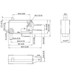 Выключатель KW1-103-8T 10*15*27м, концевой, без пружинки