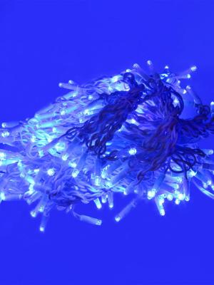 Занавес 240 LED мерцание, 3х2м. Соединяемый. Синий свет. Провод белый