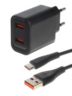 Зарядное устройство вход 220В/выход 2USB(G) 5А шнур Usb- Type C JB133 Jokade, черное