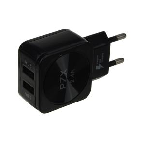 Зарядное устройство вход 220В/выход 2USB(G) 5В 2.4А PZX