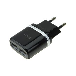 Зарядное устройство вход 220В/выход 2USB(G) 5В 2,4А Hoco C12black