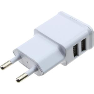 Зарядное устройство вход 220В/выход 2USB(G) 5В 2А, белое