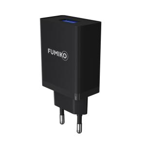 Зарядное устройство вход 220В/выход USB(G) 5В 2,4А Fumiko, черное