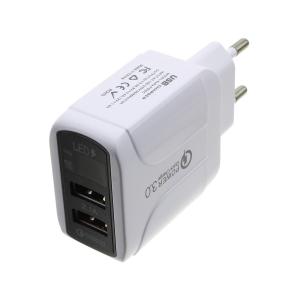 Зарядное устройство вход 220В/выход USB(G) 5В 3А, 9В 2,4А, 12В 1,8А с дисплеем, белый