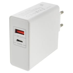 Зарядное устройство вход 220В/выход USB(G), Type C(G) 10А PD200W шнур Usb- Type C