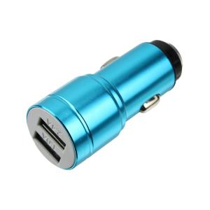 Зарядное устройство вход штекер прикуривателя, выход 2USB(G) 5В 2.4/1А, blue