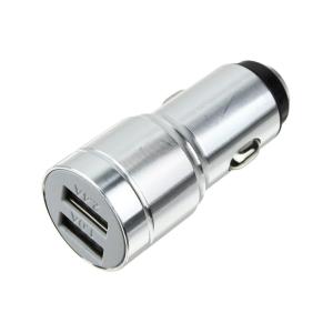 Зарядное устройство вход штекер прикуривателя, выход 2USB(G) 5В 2.4/1А, silver