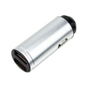 Зарядное устройство вход штекер прикуривателя, выход 2USB(G) 5В 3.1А, серебро