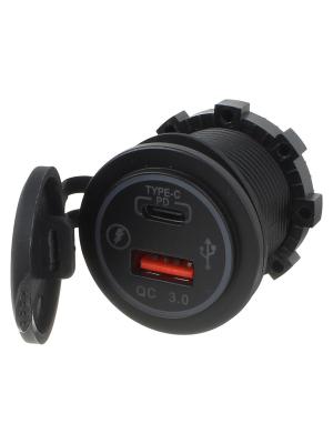 Зарядное устройство врезное, выход USB(G), TypC(G) 5В 3/2А AC07