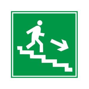 Знак наклейка "Направление по лестнице вниз" 195x195мм 