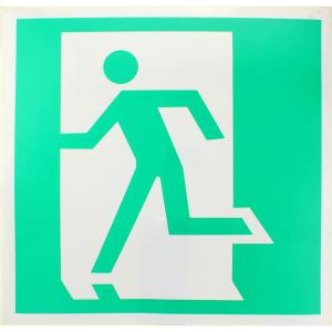 Знак наклейка "Выход здесь (левый)" 195x195мм 