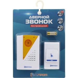 Звонок дистанционный ЭП-006, 32 мелодии, 2АА, белый с желтым